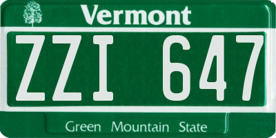 VT license plate ZZI647