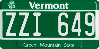 VT license plate ZZI649