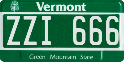 VT license plate ZZI666