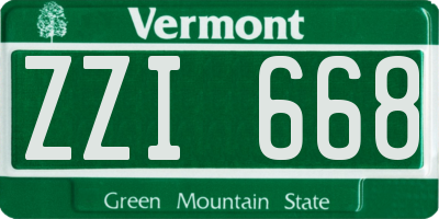 VT license plate ZZI668