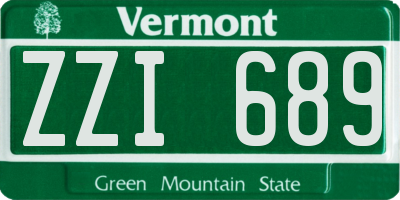 VT license plate ZZI689