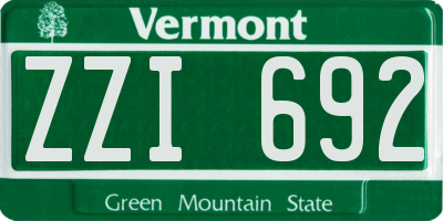 VT license plate ZZI692