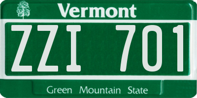 VT license plate ZZI701