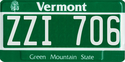 VT license plate ZZI706