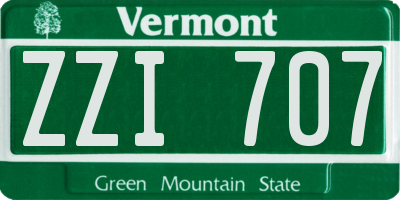 VT license plate ZZI707