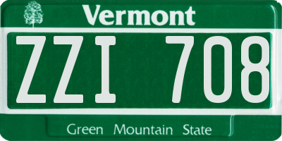 VT license plate ZZI708