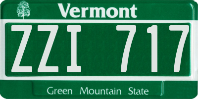 VT license plate ZZI717