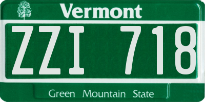 VT license plate ZZI718