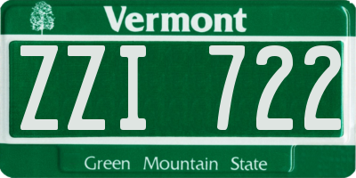 VT license plate ZZI722