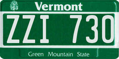 VT license plate ZZI730