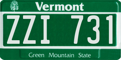 VT license plate ZZI731