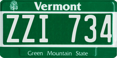 VT license plate ZZI734