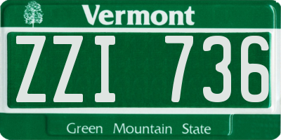 VT license plate ZZI736