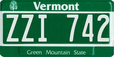 VT license plate ZZI742
