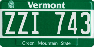 VT license plate ZZI743