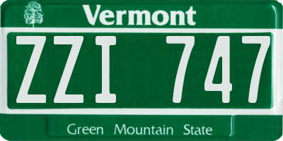 VT license plate ZZI747