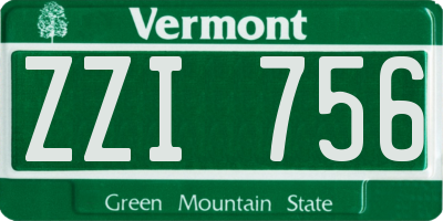 VT license plate ZZI756
