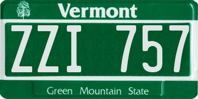 VT license plate ZZI757