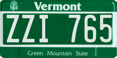 VT license plate ZZI765