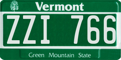 VT license plate ZZI766