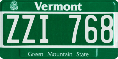 VT license plate ZZI768