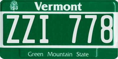 VT license plate ZZI778