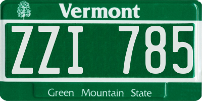 VT license plate ZZI785
