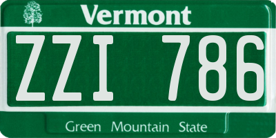 VT license plate ZZI786
