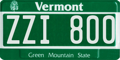 VT license plate ZZI800