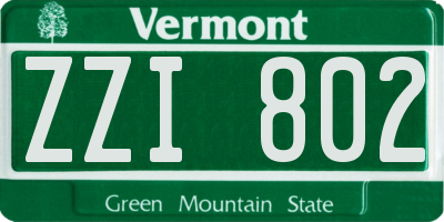 VT license plate ZZI802
