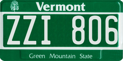 VT license plate ZZI806
