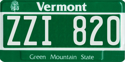 VT license plate ZZI820