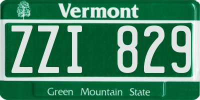 VT license plate ZZI829