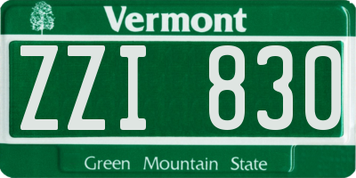 VT license plate ZZI830