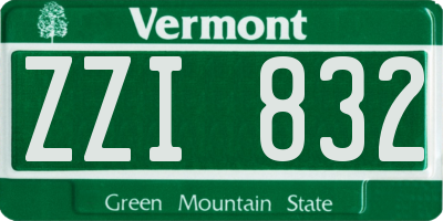 VT license plate ZZI832