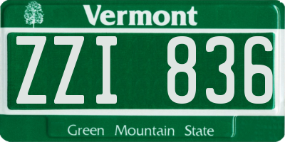 VT license plate ZZI836