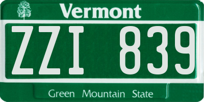 VT license plate ZZI839