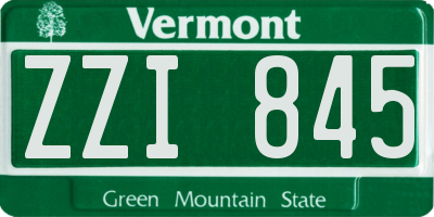 VT license plate ZZI845