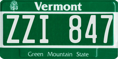 VT license plate ZZI847