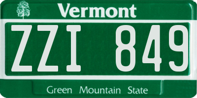 VT license plate ZZI849