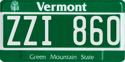 VT license plate ZZI860