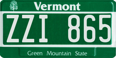 VT license plate ZZI865