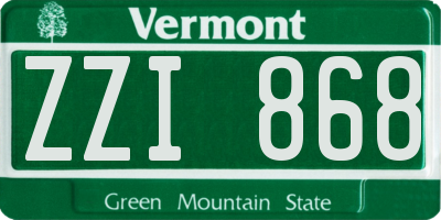 VT license plate ZZI868