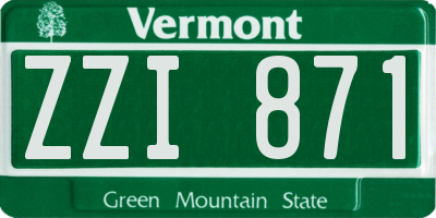 VT license plate ZZI871