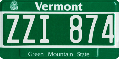 VT license plate ZZI874