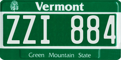 VT license plate ZZI884