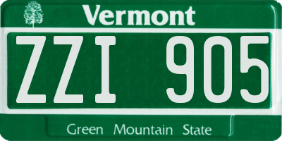 VT license plate ZZI905