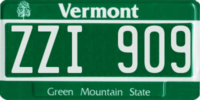 VT license plate ZZI909