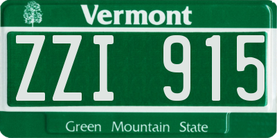 VT license plate ZZI915