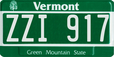 VT license plate ZZI917